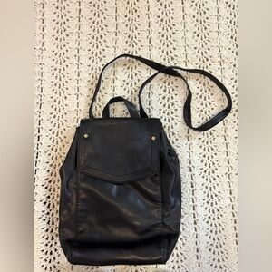 Black Leather Backpack/Purse